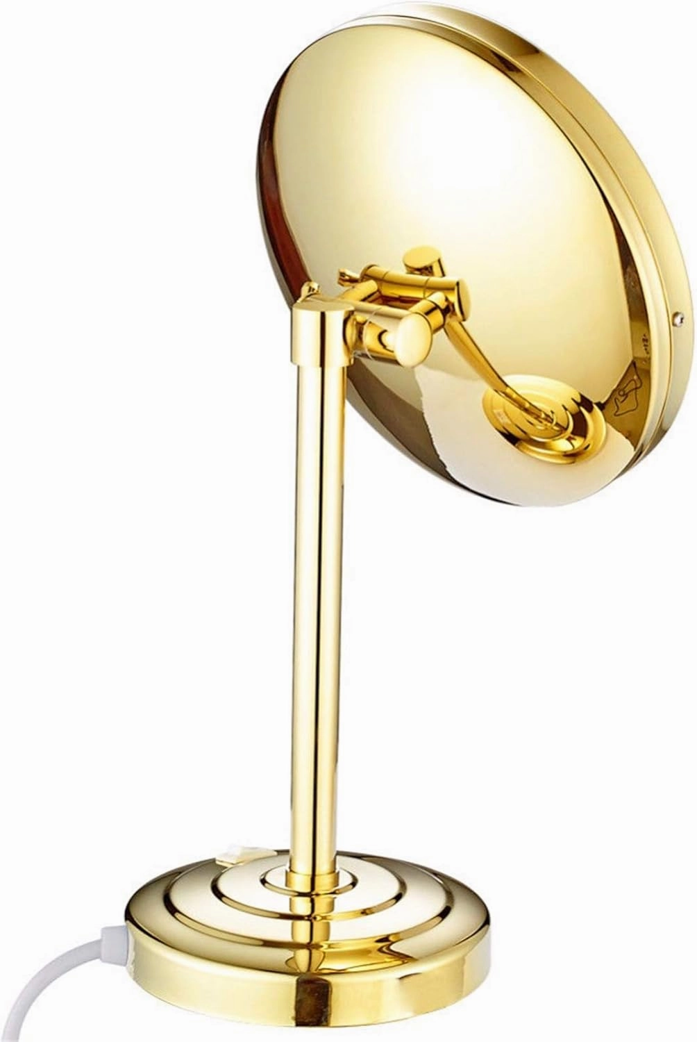 Standing LED Makeup Mirror with Light and 3X/5X/7X/10X Magnification, 8 Inch Brass Countertop Cosmetic Vanity Mirrors with Switch and Plug,Chrome,3X(Gold,7X)