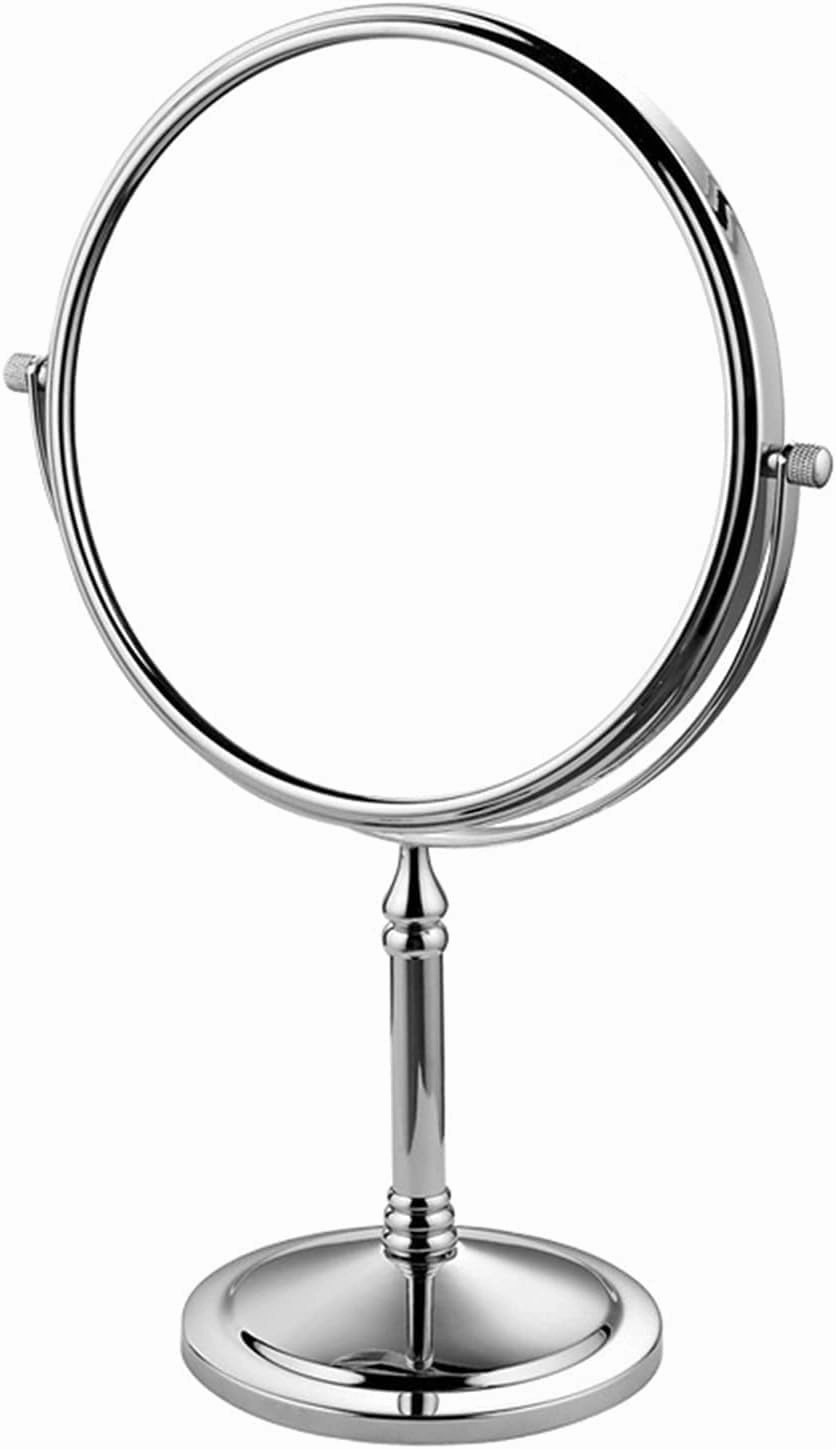 Standing Makeup Mirrors, 8 Inch Double Sided Brass Countertop Vanity Mirror with Magnifying, Tabletop Rotatable Shaving Cosmetic Mirrors (Chrome 7X)