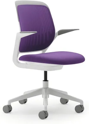 Steelcase Cobi Office Chair: Arms with Soft Arm Caps, White Frame, and Concord Fabric with Standard Carpet Casters