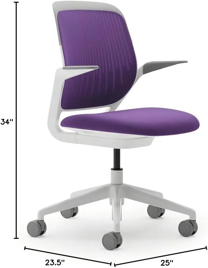 Steelcase Cobi Office Chair: Arms with Soft Arm Caps, White Frame, and Concord Fabric with Standard Carpet Casters