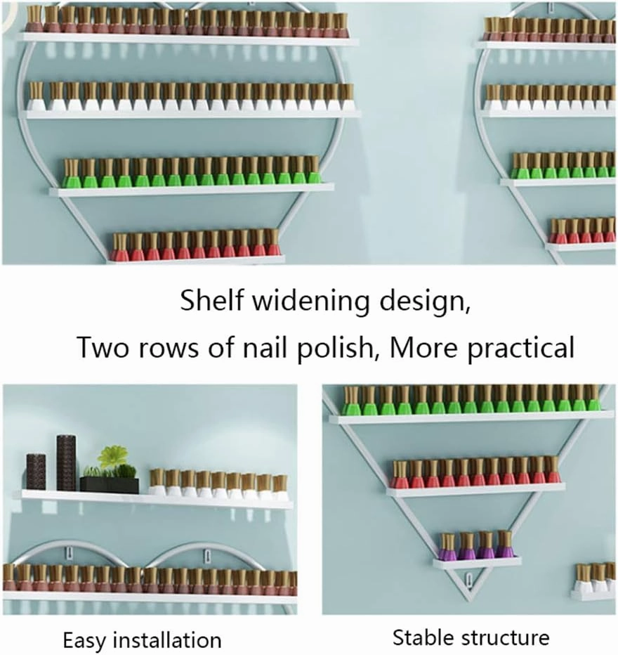Storage Rack. Metal Nail Polish Wall-Mounted, 5-Layer Nail Polish Storage Box Display Stand, Makeup/Cosmetics/Perfume Finishing, for Home Salon Nail Shop Zddab/Black/3 Piece Set a (Rose Gold 3 Piece