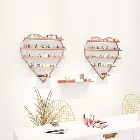 Storage Rack. Metal Nail Polish Wall-Mounted, 5-Layer Nail Polish Storage Box Display Stand, Makeup/Cosmetics/Perfume Finishing, for Home Salon Nail Shop Zddab/Black/3 Piece Set a (Rose Gold 3 Piece