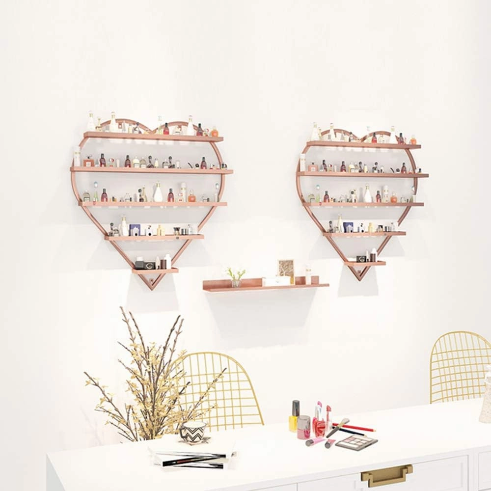 Storage Rack. Metal Nail Polish Wall-Mounted, 5-Layer Nail Polish Storage Box Display Stand, Makeup/Cosmetics/Perfume Finishing, for Home Salon Nail Shop Zddab/Black/3 Piece Set a (Rose Gold 3 Piece