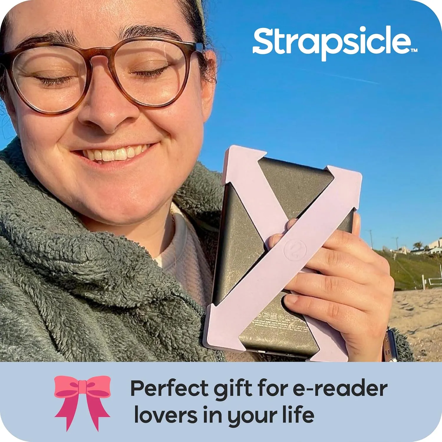 Strapsicle Hand Strap Accessory for Kindles & Kobos - Paperwhite 7-10 Gen   Most Kobo - 2 Straps - Lightweight Grip for Endless Reading Comfort - Medium - Blush