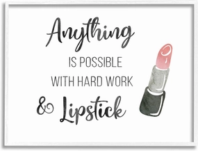 Stupell Industries Anything Possible With Lipstick Glam Makeup Inspiration Framed Wall Art, Design By CAD Designs