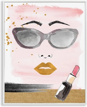 Stupell Industries Lipstick & Glam Face Framed Giclee Art Design by Lanie Loreth