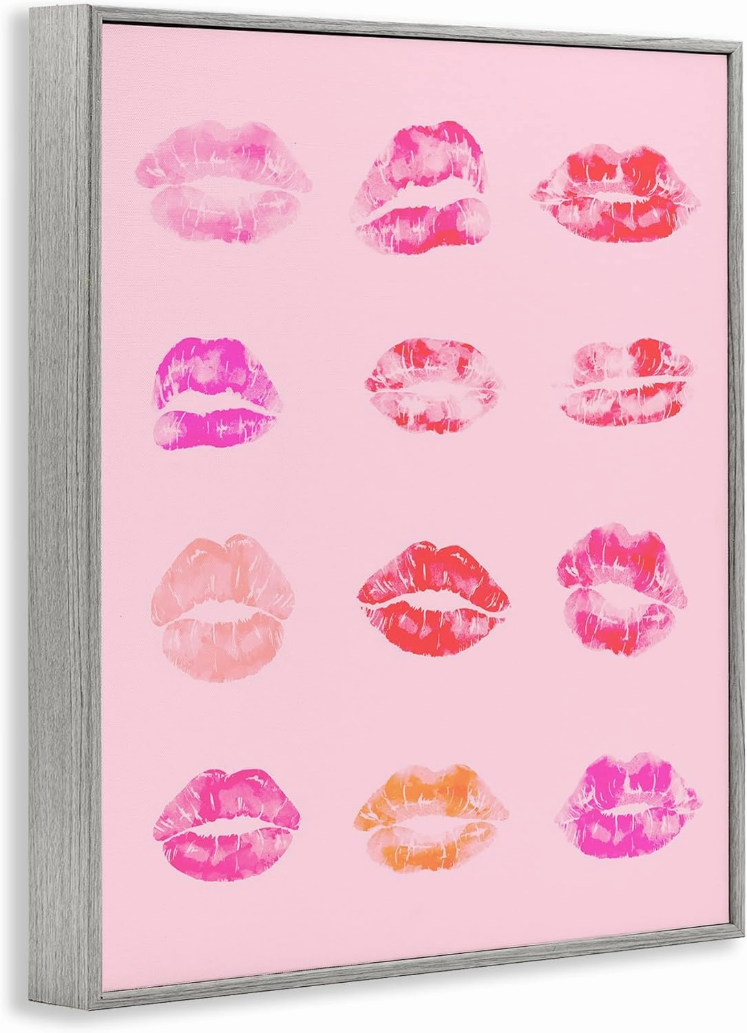 Stupell Industries Lipstick Kiss Pattern Framed Giclee Art Design by Daphne Polselli