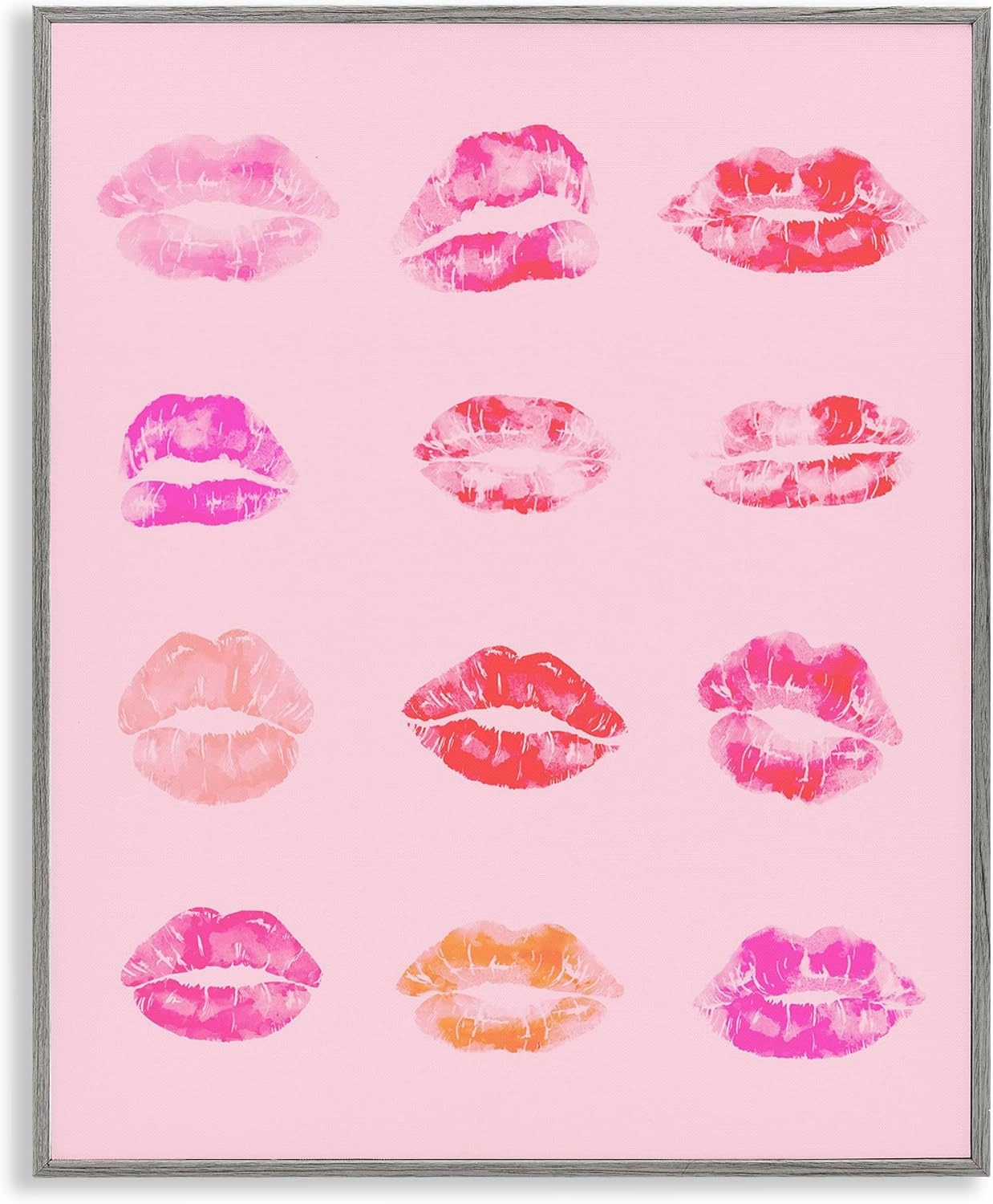Stupell Industries Lipstick Kiss Pattern Framed Giclee Art Design by Daphne Polselli