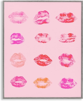Stupell Industries Lipstick Kiss Pattern Framed Giclee Art Design by Daphne Polselli