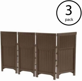 Suncast Outdoor Garden Yard 4 Panel Screen Enclosure Gate Fence, Java (3 Pack)