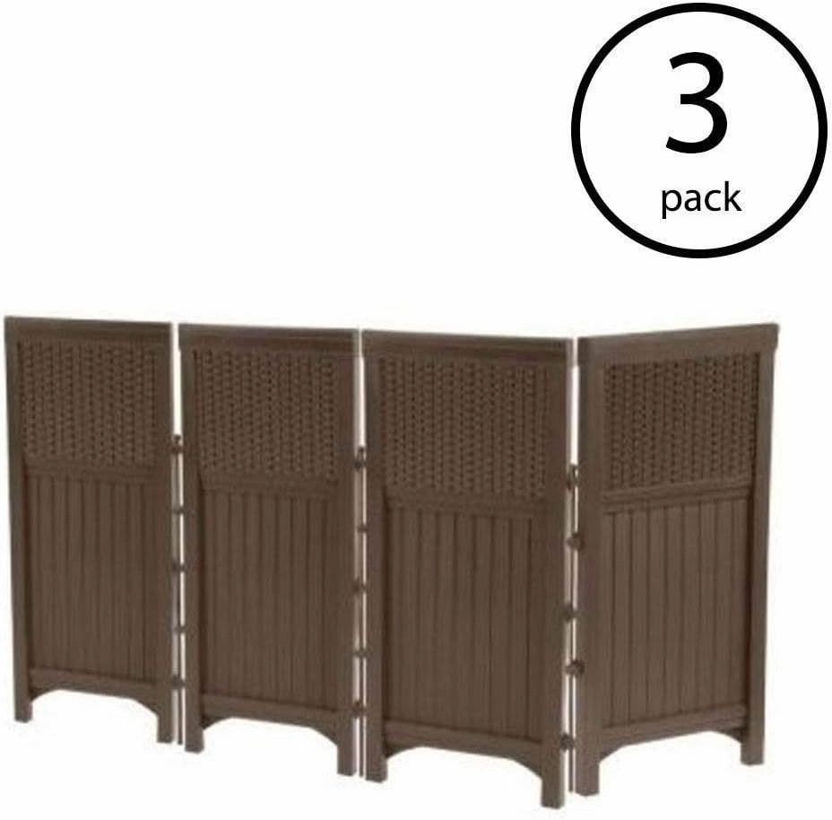 Suncast Outdoor Garden Yard 4 Panel Screen Enclosure Gate Fence, Java (3 Pack)