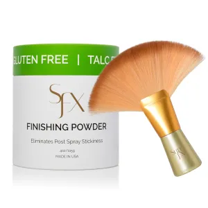 SunFX Post Spray Tan Translucent Finishing Powder | Talc Free | Sunless Tanning Powder with Large professional Fan Brush | Crisp & Fresh