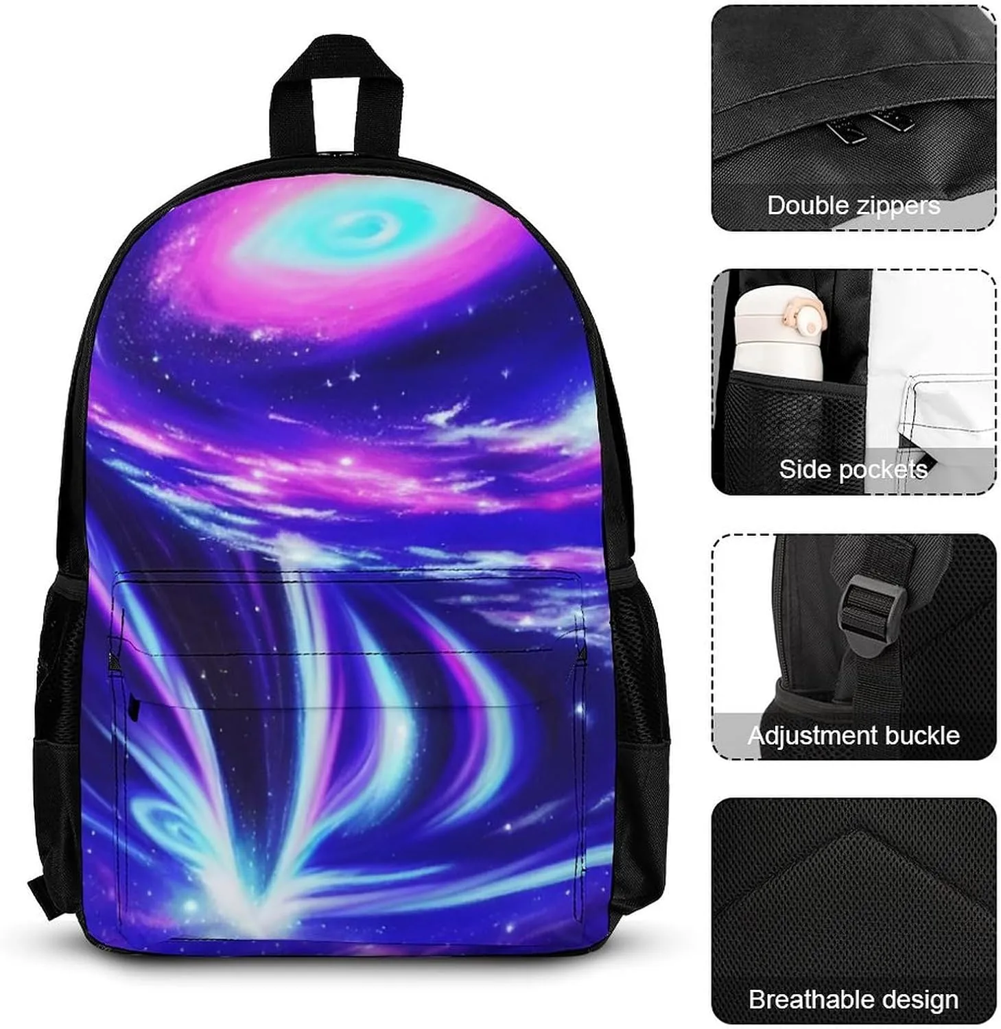 Supdreamc 3 Piece Backpack Sets, Galaxy Space Art Carry On Bag Lunch Bag Pencil Case, College Bookbag, Travel Hiking Daypack Computer Bag, One Size