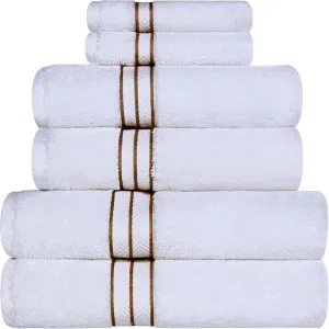 Superior Turkish Cotton Ultra-Plush 6-Piece Towel Set, Ideal for Master Bath, Guest Bathroom, Fast Drying, Shower, Spa, Face/Washcloths, Hand, Bath Towels, Absorbent, Home Basics, Toast