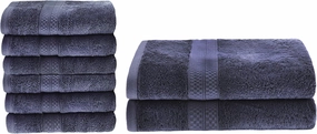 Superior Bath and Hand Towel Set, Rayon From Bamboo Cotton Blend, Ideal for Bathroom, Guest Bathroom, and Beach, Includes; 6 Pieces Hand Towels 16” x 30” and 2 Pieces Bath Towels 30” x 54”, Royal Blue