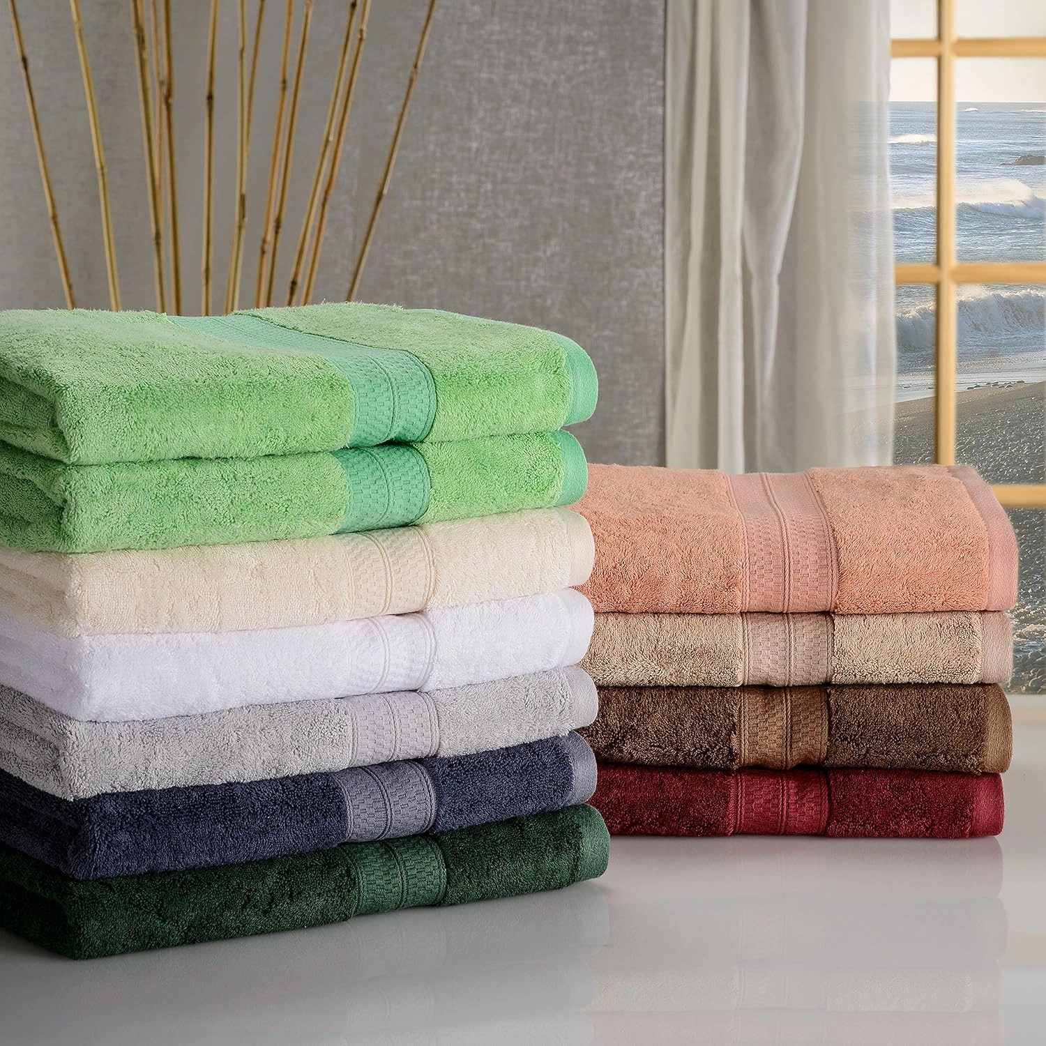 Superior Bath and Hand Towel Set, Rayon From Bamboo Cotton Blend, Ideal for Bathroom, Guest Bathroom, and Beach, Includes; 6 Pieces Hand Towels 16” x 30” and 2 Pieces Bath Towels 30” x 54”, Royal Blue