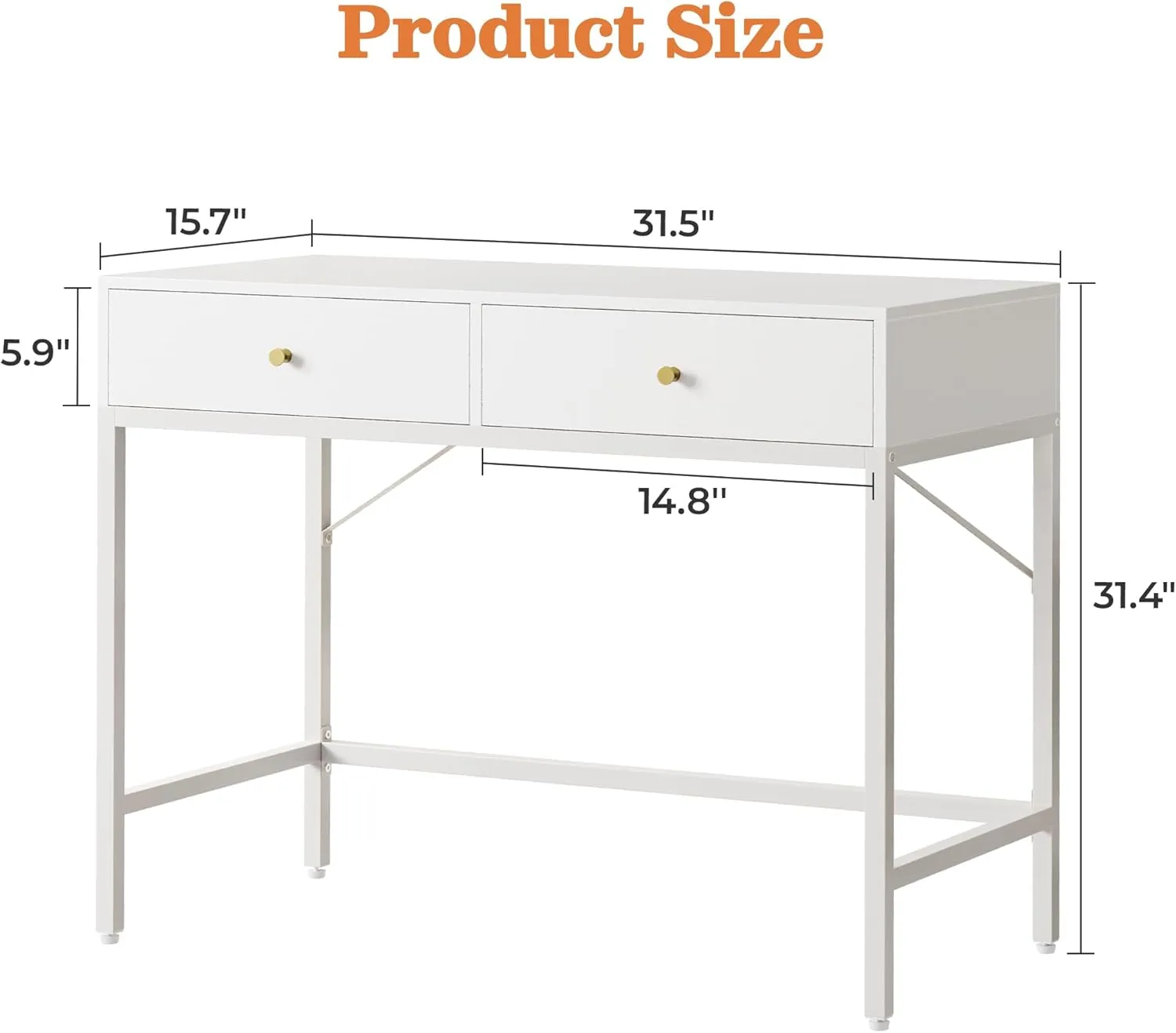 SUPERJARE Vanity Desk with Drawers, 31.5 inch Computer Desk, Modern Simple Home Office Desks, Makeup Dressing Table for Bedroom - White