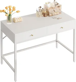 SUPERJARE Vanity Desk with Drawers, 31.5 inch Computer Desk, Modern Simple Home Office Desks, Makeup Dressing Table for Bedroom - White