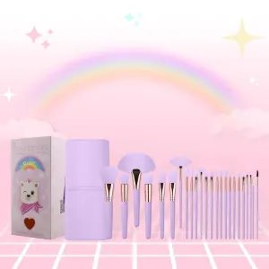 Sweet Life 24-Piece Makeup Brush Set - Pastel Lavender Design with Soft Synthetic Bristles, Complete Face and Eye Brush Kit with Travel-Friendly Case - Ideal for Beginners, Professionals & Gift Giving
