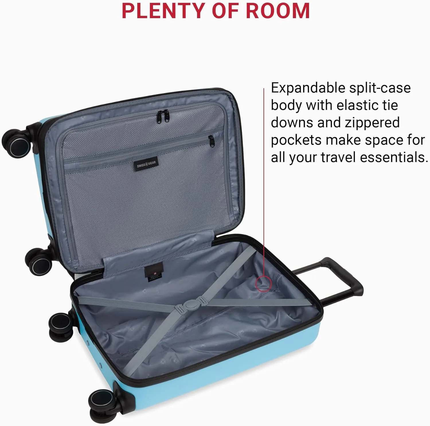 SwissGear 8020 Eclipse Hardside Expandable Luggage with Spinner Wheels, Powder Blue, Carry-On 18-Inch