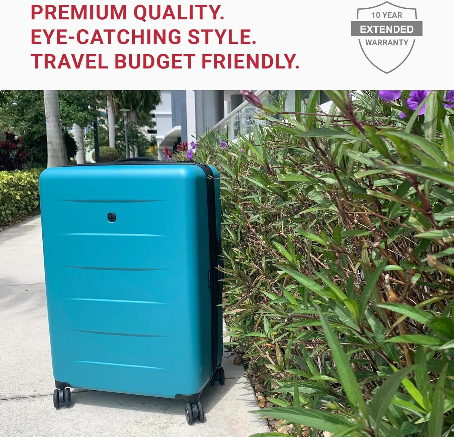 SwissGear 8020 Eclipse Hardside Expandable Luggage with Spinner Wheels, Powder Blue, Carry-On 18-Inch