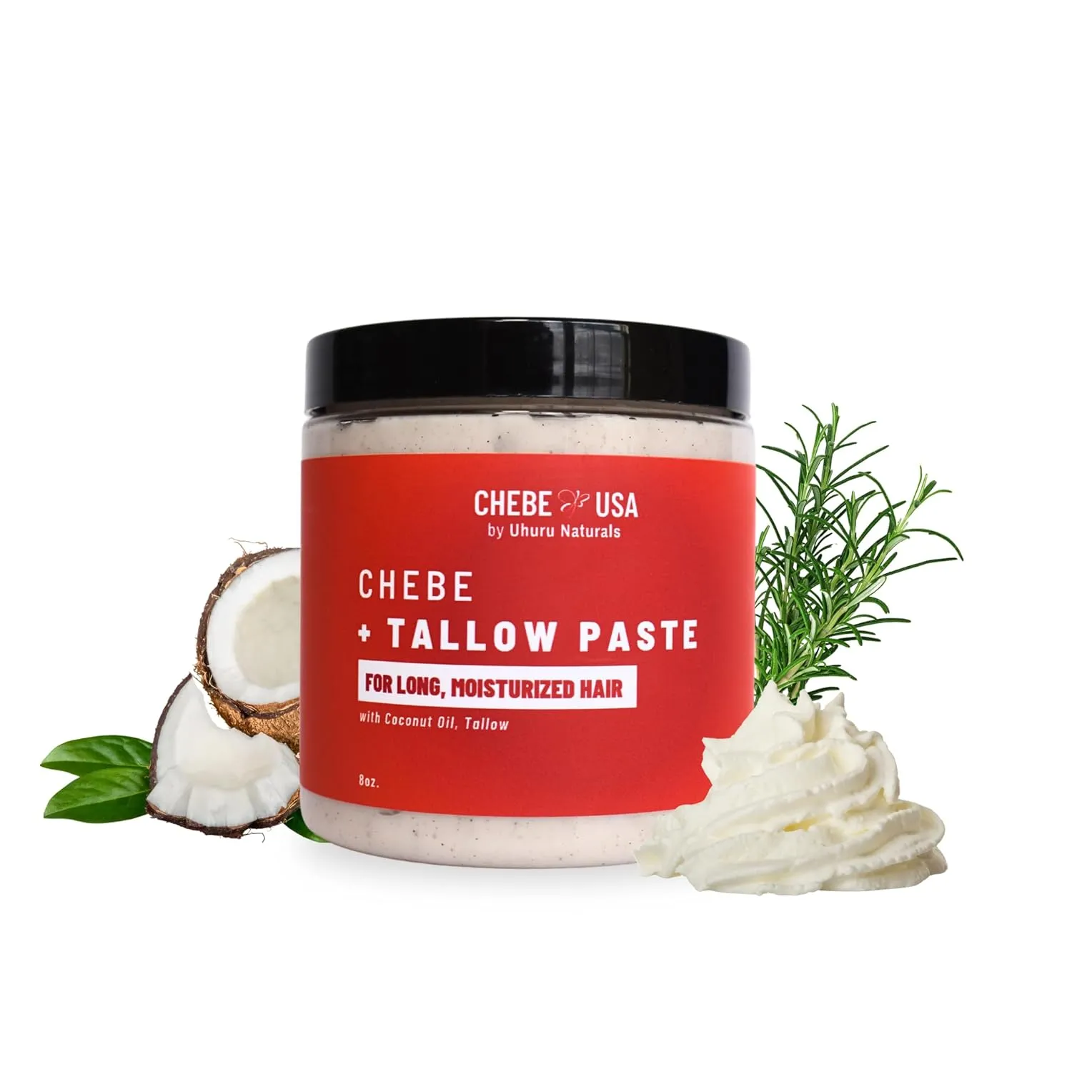 Tallow Hair Treatment (8 oz) Repair Dry Split Ends   Ultimate Nutrient Dense Hair Nutrition Soft Silky Hair   Heat Protectant Smooth frizz Treatment   Length Retention Uhuru Naturals by ChebeUSA