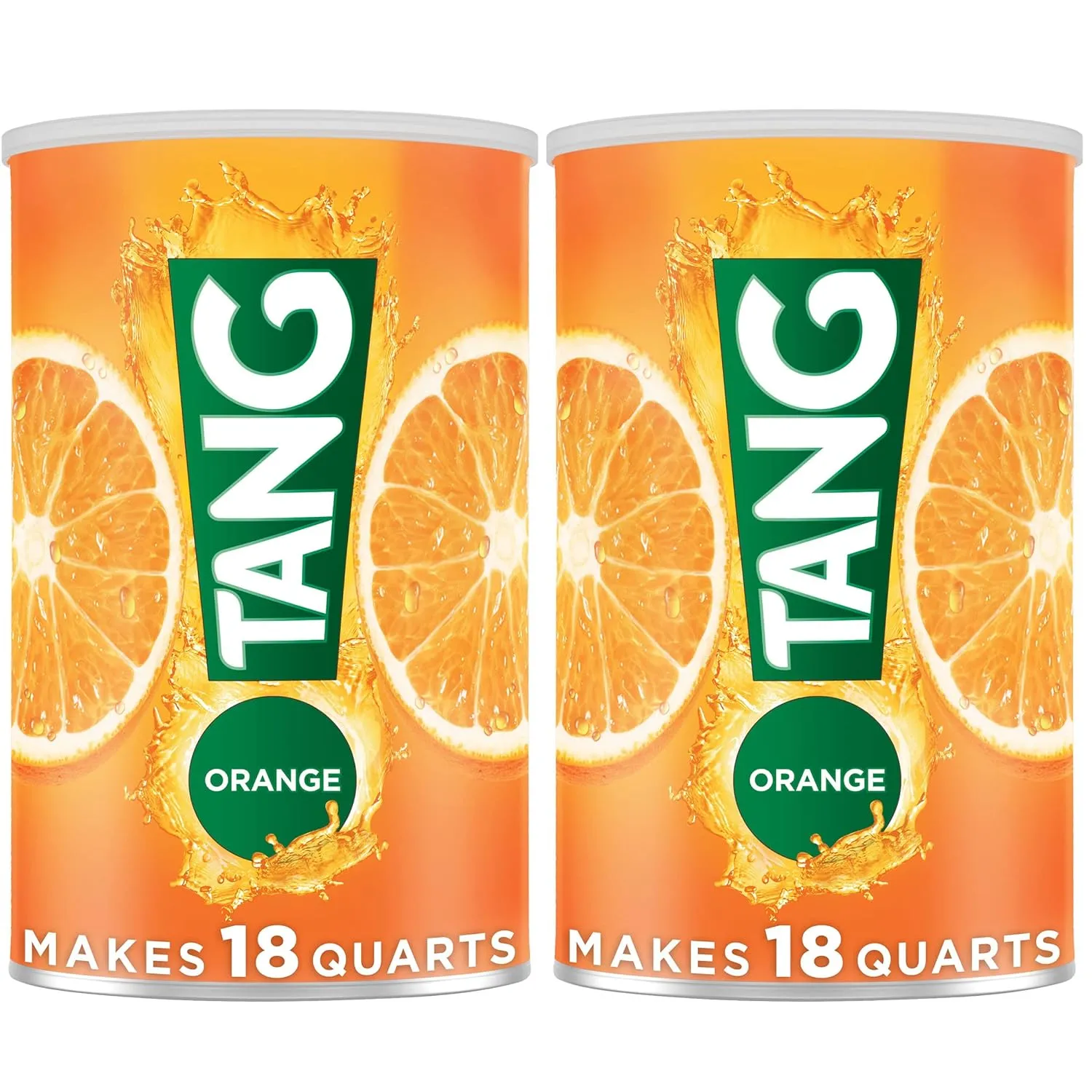 Tang Orange Naturally Flavored Powdered Soft Drink Mix, 2 ct Pack, 58.9 oz Canisters