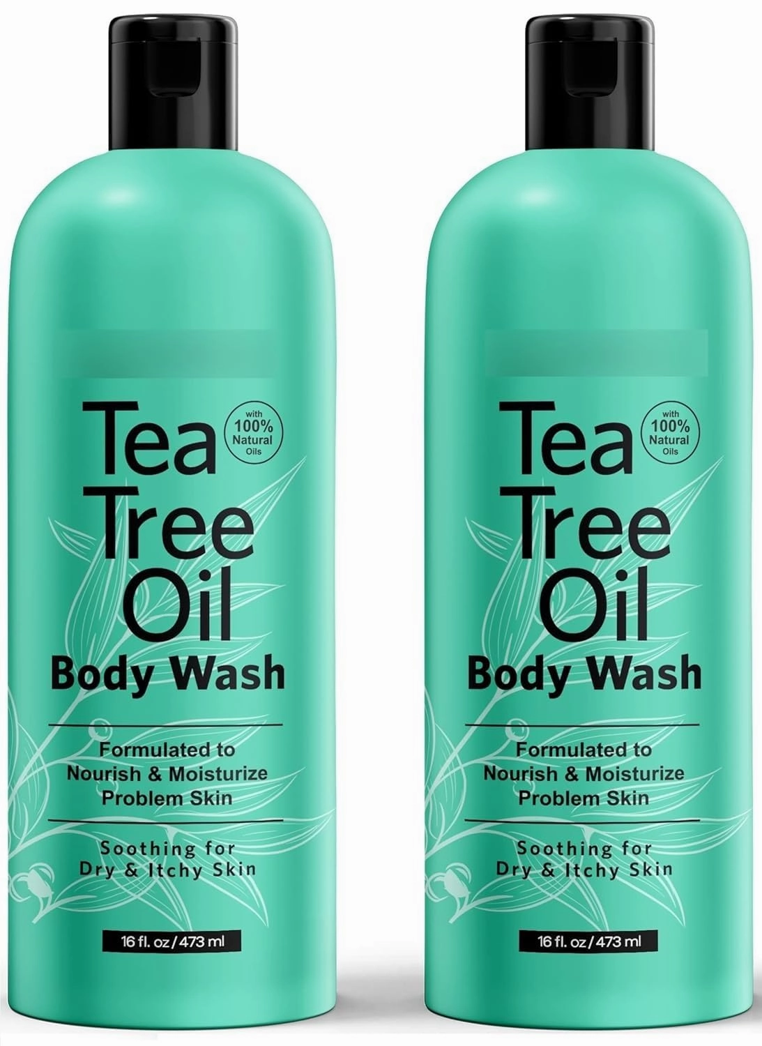 Tea Tree Oil Body Wash, 2x16 fl oz - Soothing, Calming, and Hydrating for Normal, Combination, Sensitive, Oily, and Dry sensitive skin bodywash