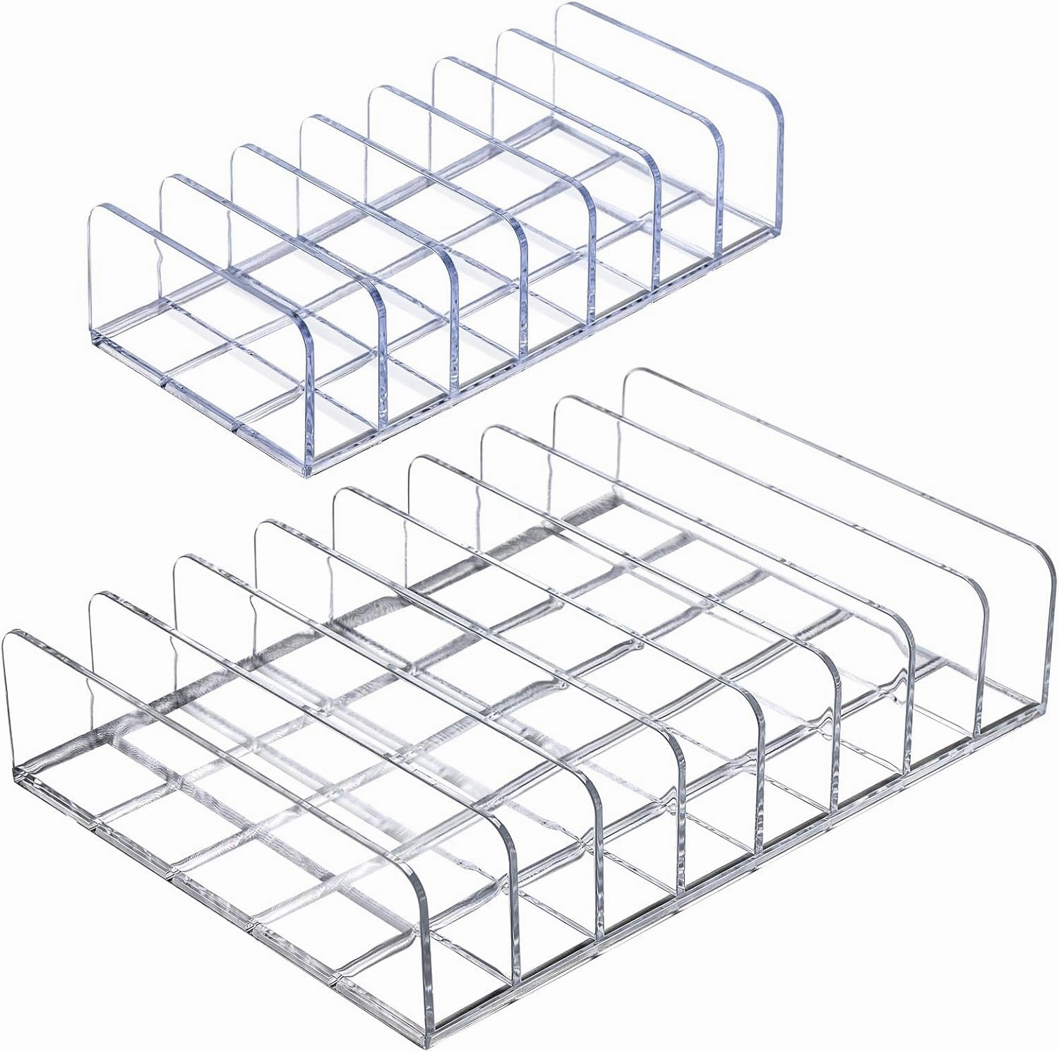 Tecbeauty 2pcs Makeup Palette Organizer Clear Cosmetic Eyeshadow Palettes Storage Tray - 15 Slots