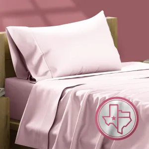 TEXAS LINEN CO. Luxury Egyptian Cotton Twin XL Sheet Set - 800 Thread Count 3 PC Blush Egyptian Cotton Sheets for Twin XL Bed, Extra Long Staple Silky Soft Cooling Sheets, 16" Deep Pocket Dorm Sheets