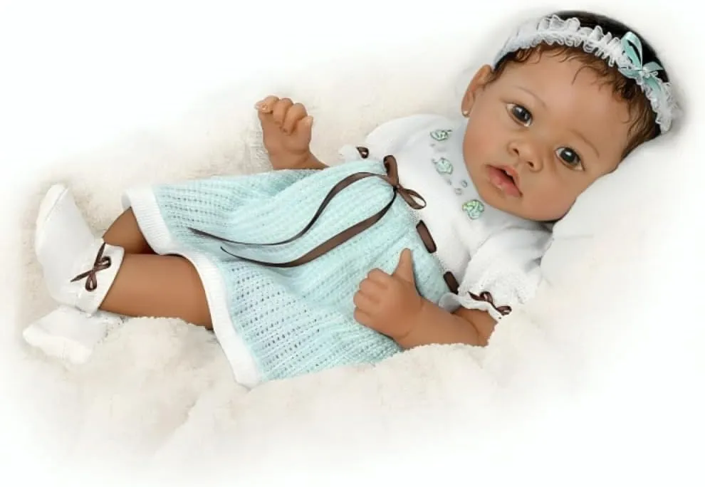 The Ashton-Drake Galleries Interactive African-American Reborn Baby Doll, So Truly Real Alicia by Linda Murray, Poseable with Touch Response and RealTouch® Vinyl Skin