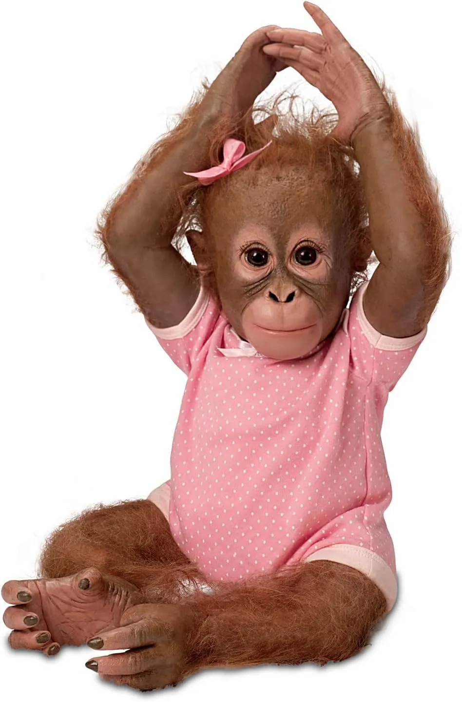 The Ashton-Drake Galleries Lifelike Annabelle's Hugs Monkey Doll, 22 Inches, RealTouch Vinyl, Pink Polka-Dot Outfit