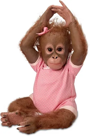 The Ashton-Drake Galleries Lifelike Annabelle's Hugs Monkey Doll, 22 Inches, RealTouch Vinyl, Pink Polka-Dot Outfit