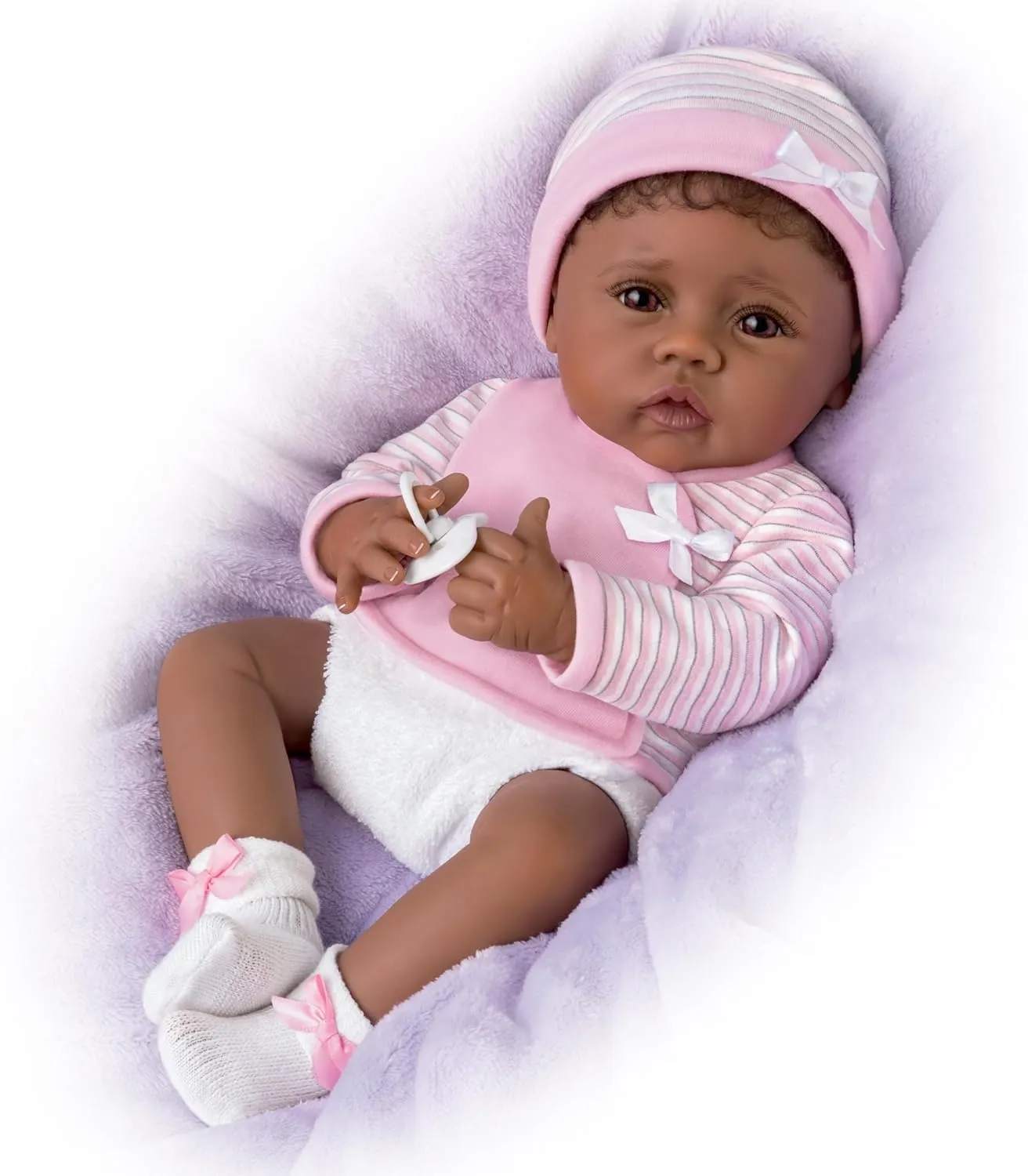 The Ashton-Drake Galleries So Truly Real Baby Doll by Linda Murray, 16 inches, Brown Eyes, Weighted Body (Pink)