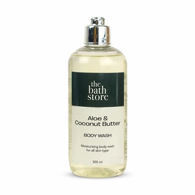 The Bath Store Aloe Coconut Shower Gel | Tan Removal | Shower Gel for Men & Women | for Summer | Cleanses Acne & Exfoliating | Long Lasting Fragrance - 300 M