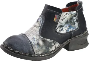 TMA EYES Women's Leather Ankle Booties Casual Shoes Pull on with Zipper for Outdoor