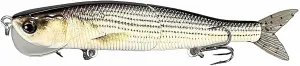Topwater Swimbaits Hard Plastic Fishing Glide Bait Fitted with A Thin Ellipse Tongue and Soft PVC Tail, 5.63in/1.45oz Slow Sinking Metal Jointed Connection Freshwater Saltwater