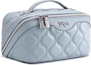 Travel Makeup Bags for Women Cosmetic Bag: Puffy Make up Bags Set of 3 - Vegan Leather Makeup Organizer - Waterproof Large Toiletry Bag with Compartments - Travel Essentials (04 Blue)
