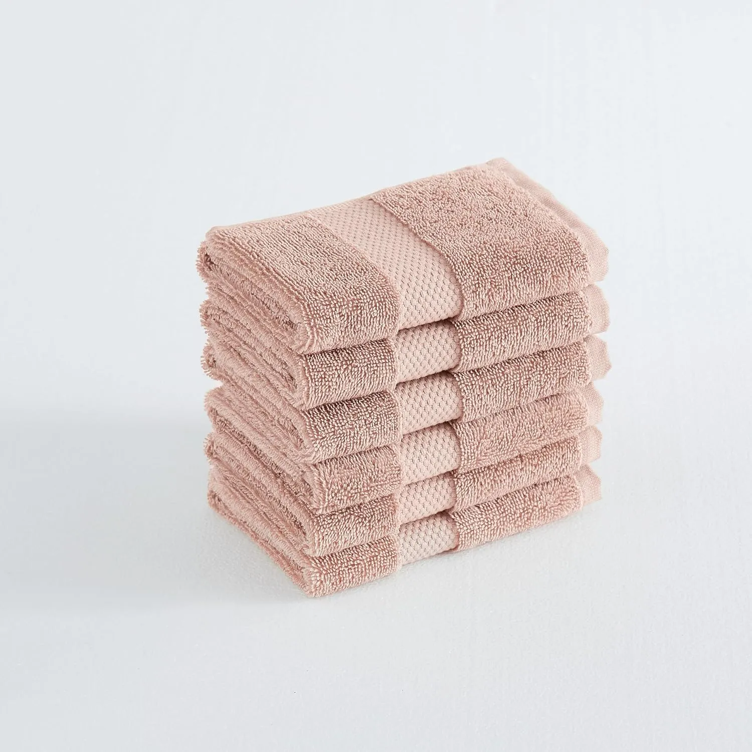 Turkish Cotton Towels Blush Cotton 6-Piece 6 Pack Wash Cloth, Solid Color Themed, for Men and Women, Oeko-TEX Certified Confidence
