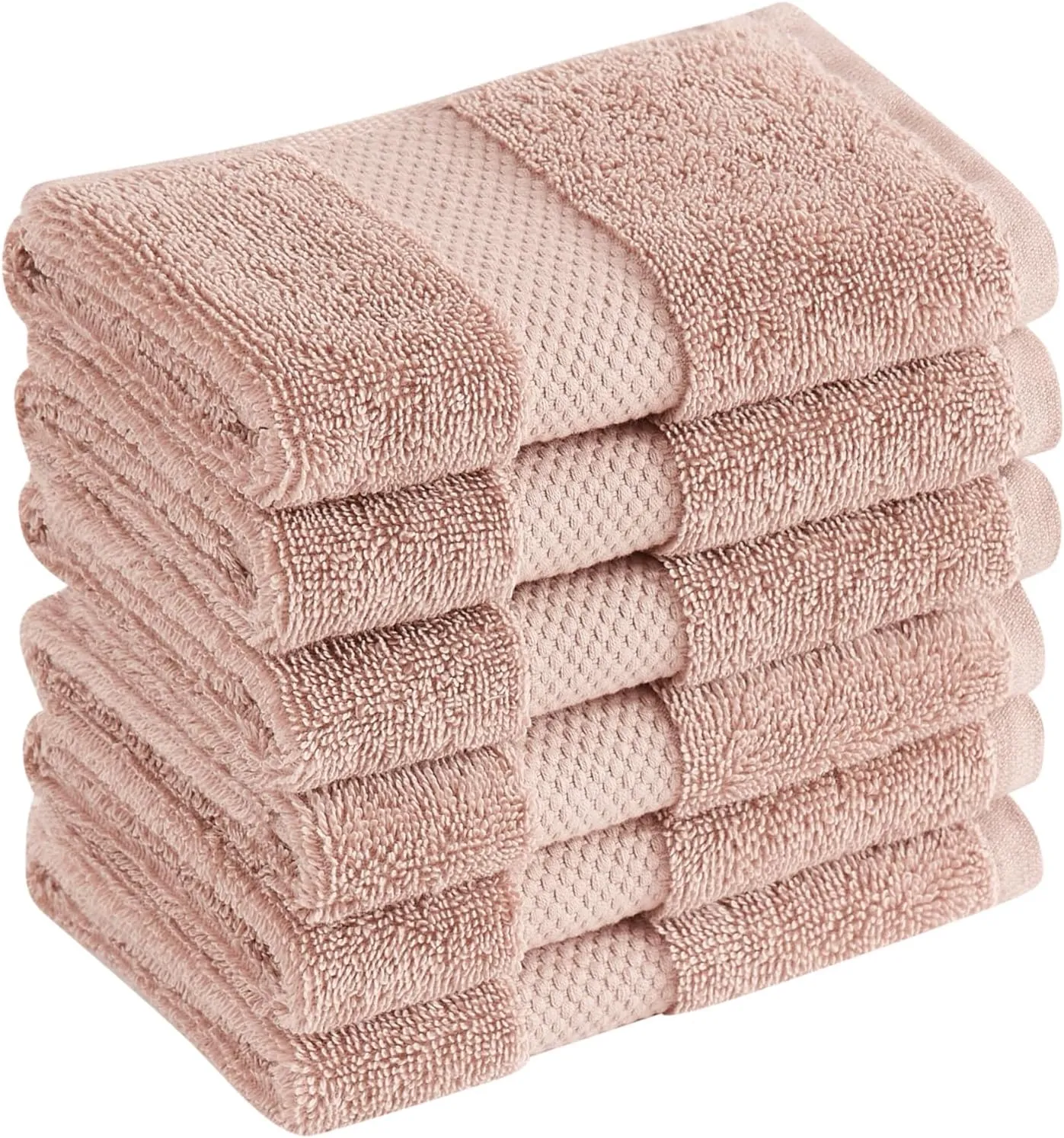 Turkish Cotton Towels Blush Cotton 6-Piece 6 Pack Wash Cloth, Solid Color Themed, for Men and Women, Oeko-TEX Certified Confidence