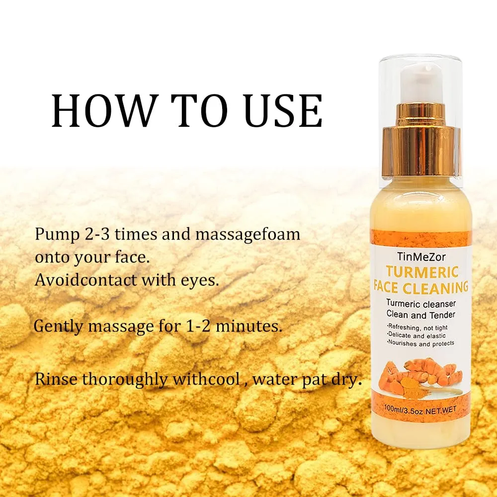 Turmeric Facial Cleanser And Face Scrub Two Piece Set for Face & Body, Turmeric Skincare Set for Women