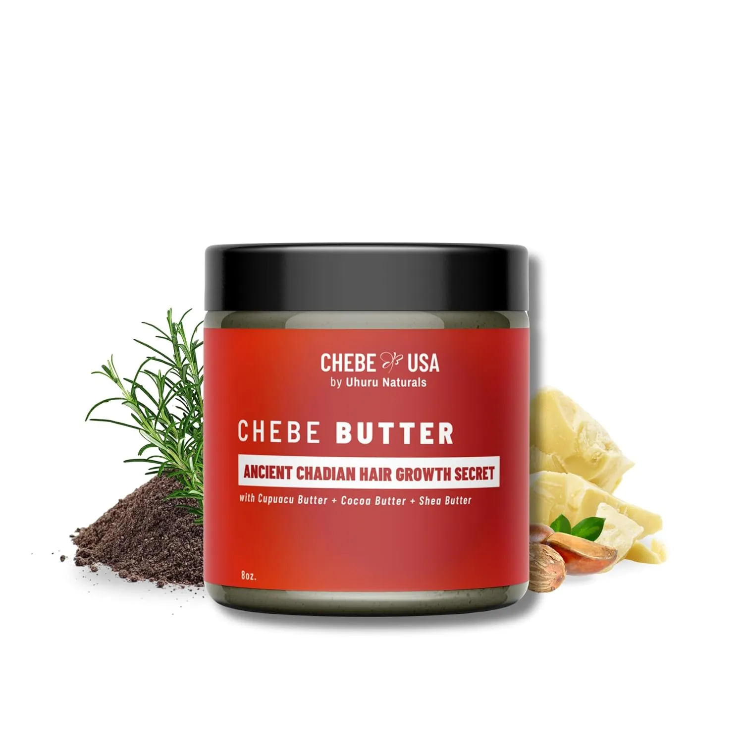 Uhuru Naturals Chebe Hair Butter – Authentic, Whipped Chebe Butter for Hair Growth, Deep Conditioning & Moisture – Protects from Dryness and Breakage – 8 oz