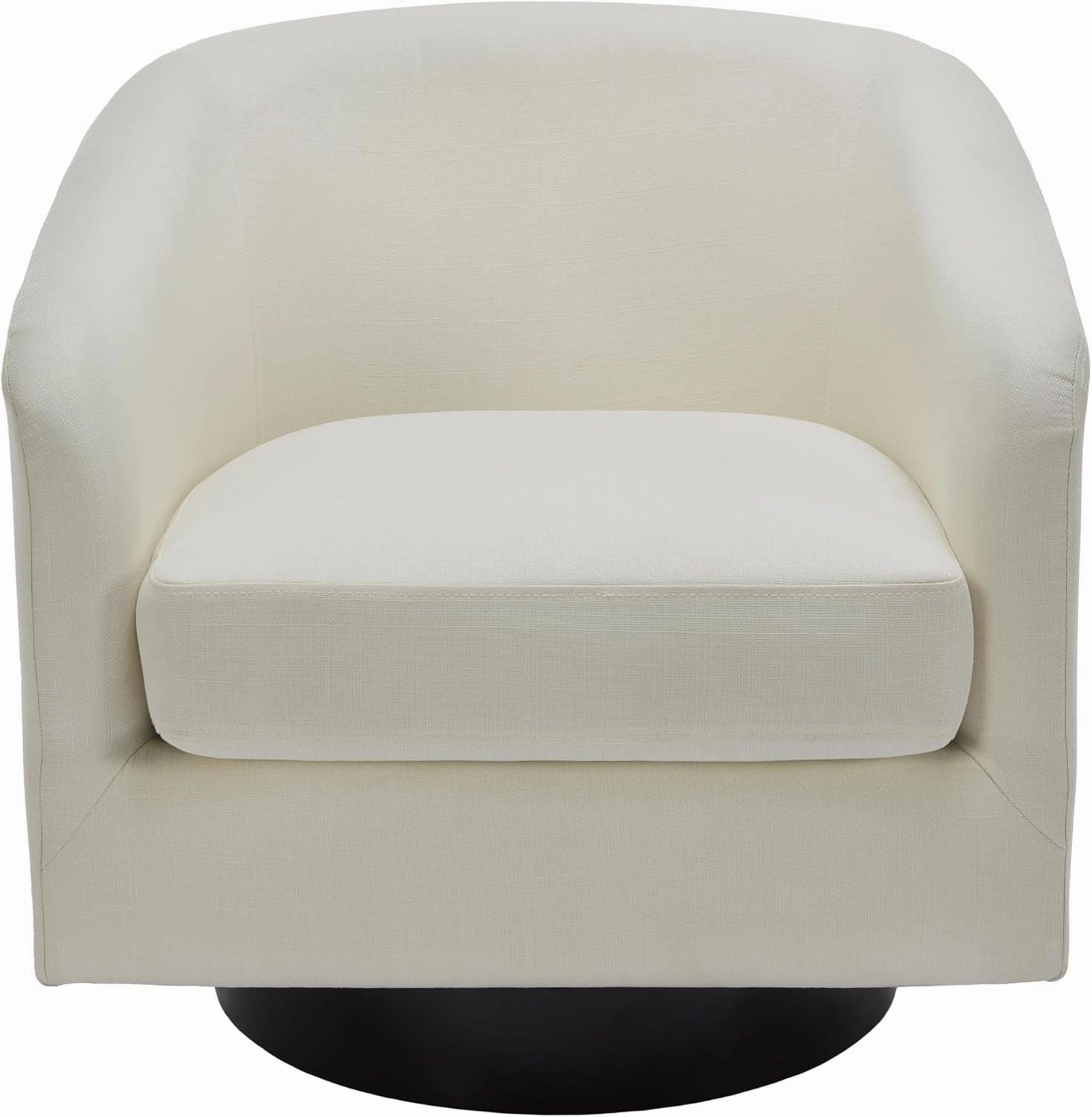 UIXE 360° Swivel Barrel Accent Chair Armchair, Modern Round Club Arm Chair Upholstered Living Room Single Sofa Seating Bedroom Side Reading Seat in Fabric for Home Office (Beige)
