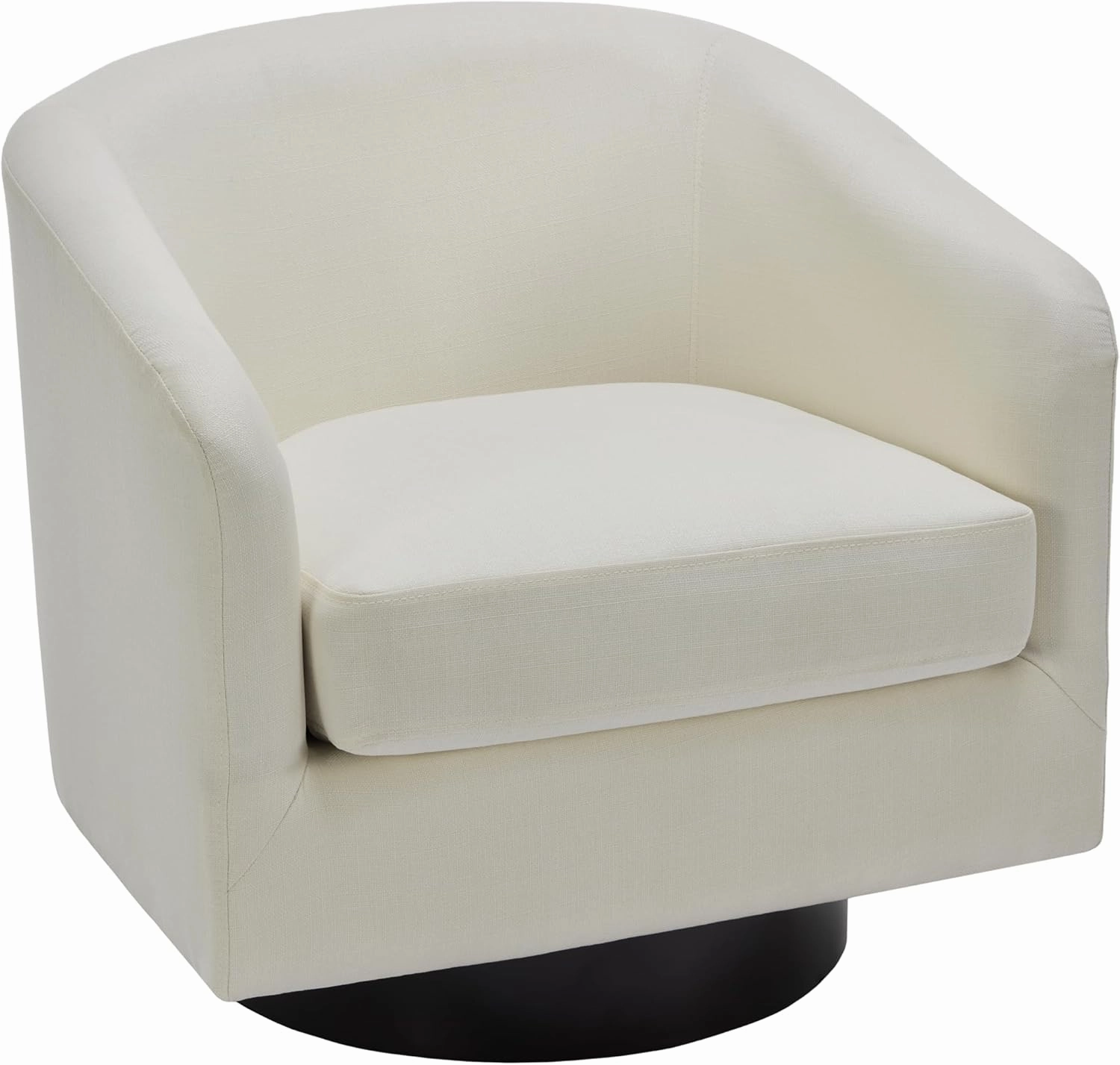 UIXE 360° Swivel Barrel Accent Chair Armchair, Modern Round Club Arm Chair Upholstered Living Room Single Sofa Seating Bedroom Side Reading Seat in Fabric for Home Office (Beige)
