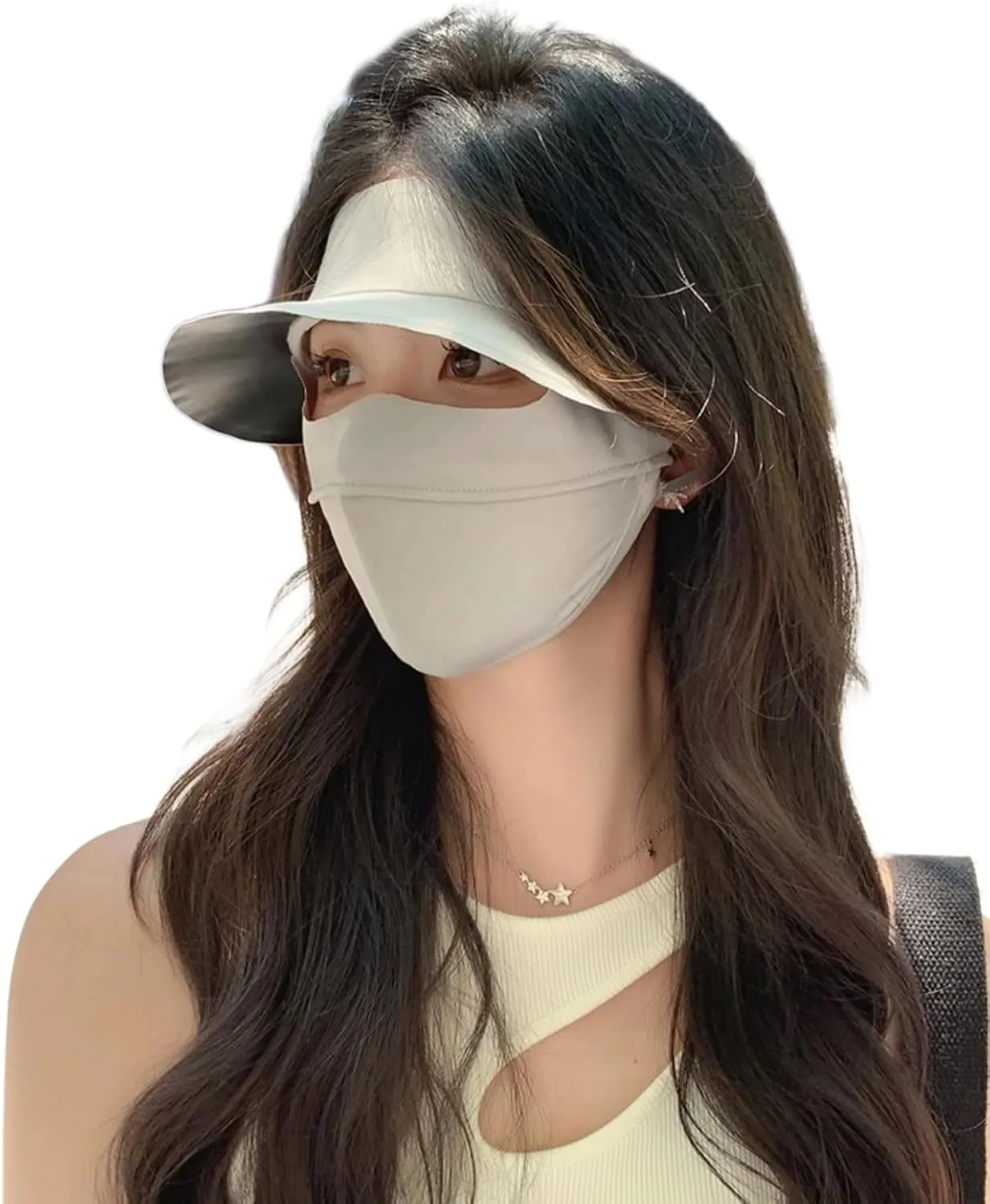 UV Face Cover UPF 50  Women's Ice Silk Summer Breathable Full Face Sun Mask Outdoor Eye Protection Sunscreen Balaclava Hat