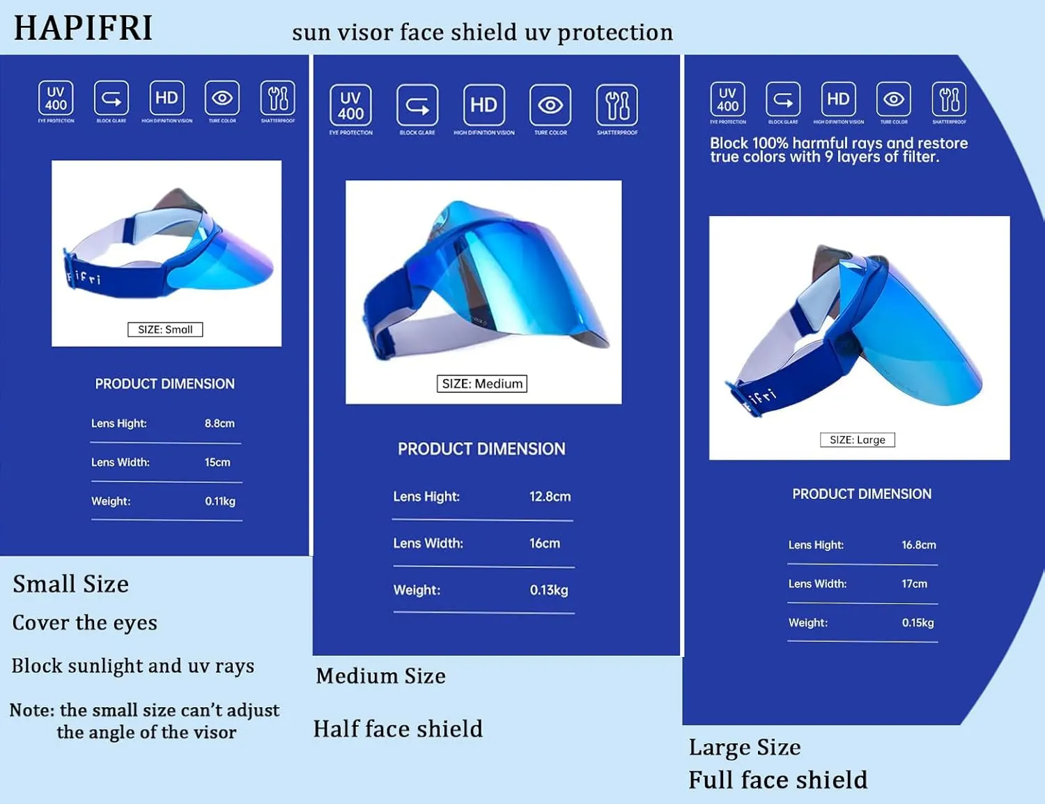 UV Protection Face Shield, Unisex Facial Sun Visor for Men Women Outdoors Sports Driving, UPF 70 ,100% UV400