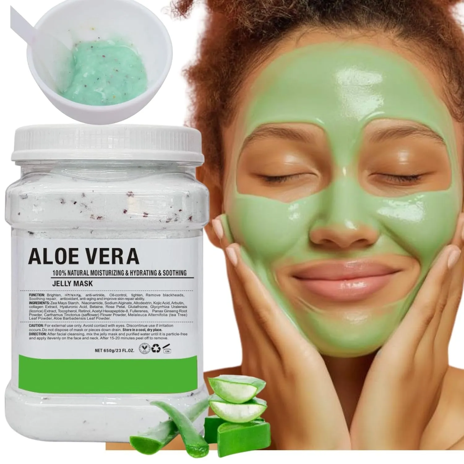 Vajacial Hydro Jelly Mask Powder for Face, Collagen Face Mask for Women, Jelly Facial Mask for Teens and Women (Aloe Vera)