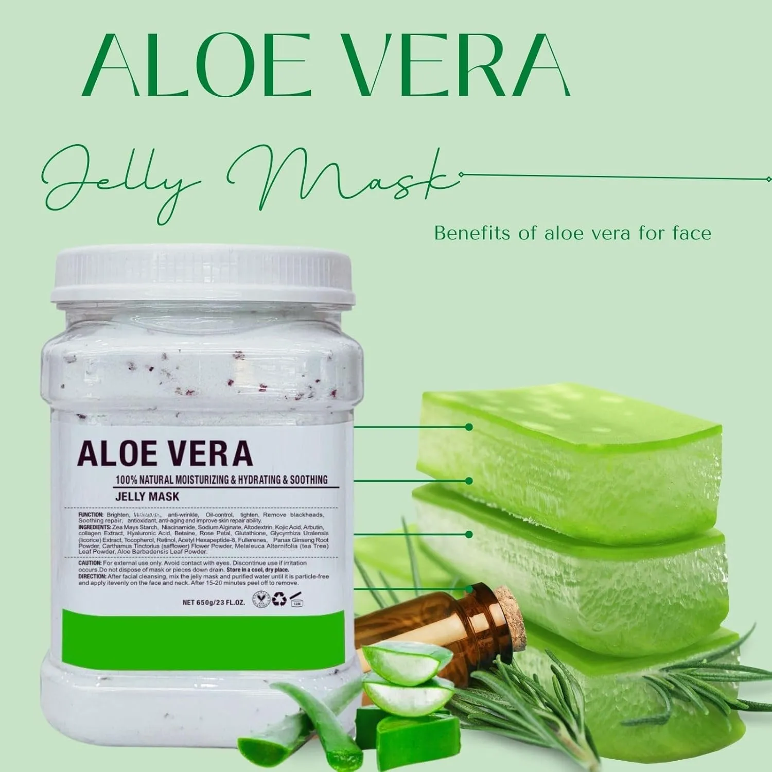 Vajacial Hydro Jelly Mask Powder for Face, Collagen Face Mask for Women, Jelly Facial Mask for Teens and Women (Aloe Vera)