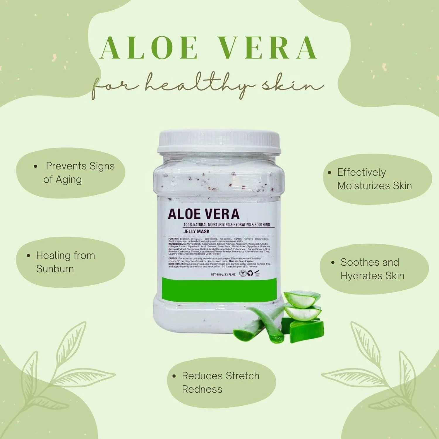 Vajacial Hydro Jelly Mask Powder for Face, Collagen Face Mask for Women, Jelly Facial Mask for Teens and Women (Aloe Vera)