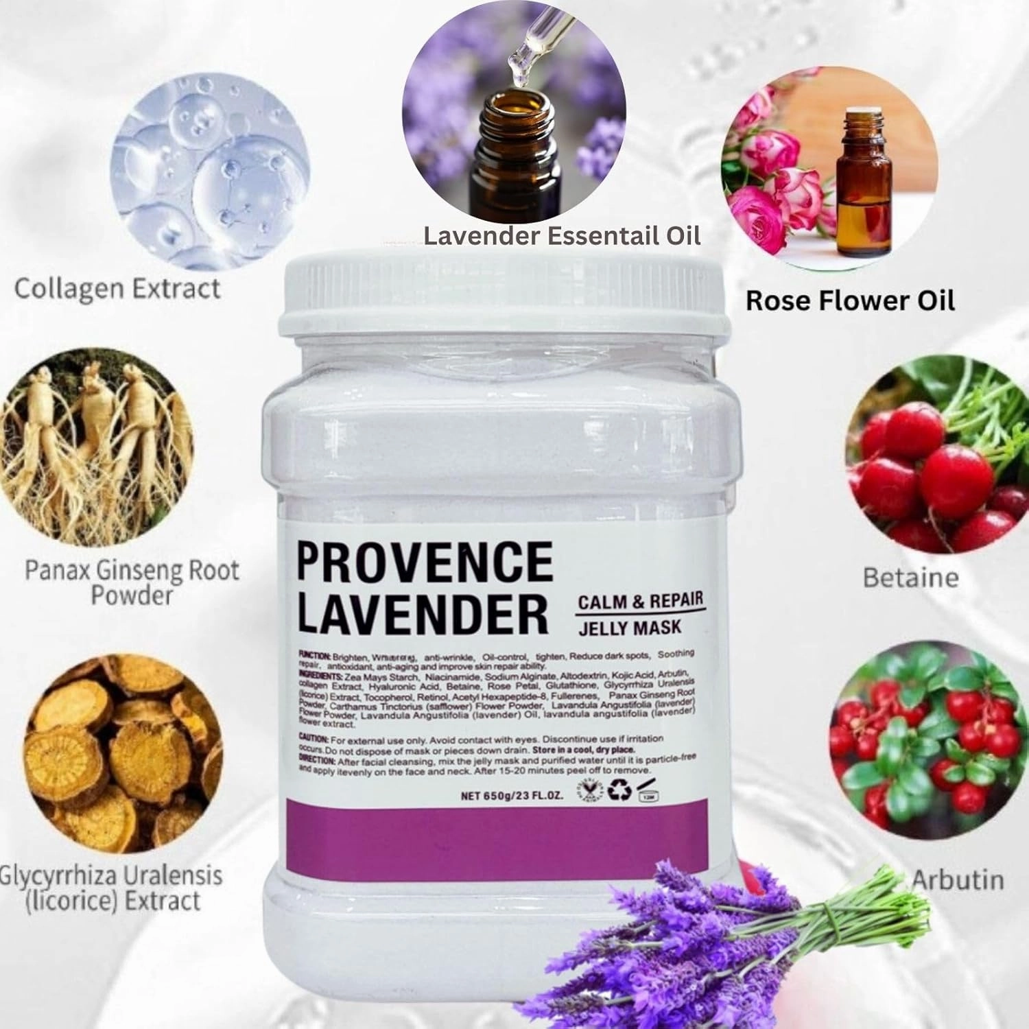 Vajacial Hydro Jelly Mask Powder for Face, Collagen Face Mask for Women, Jelly Facial Mask for Teens and Women (Lavender)